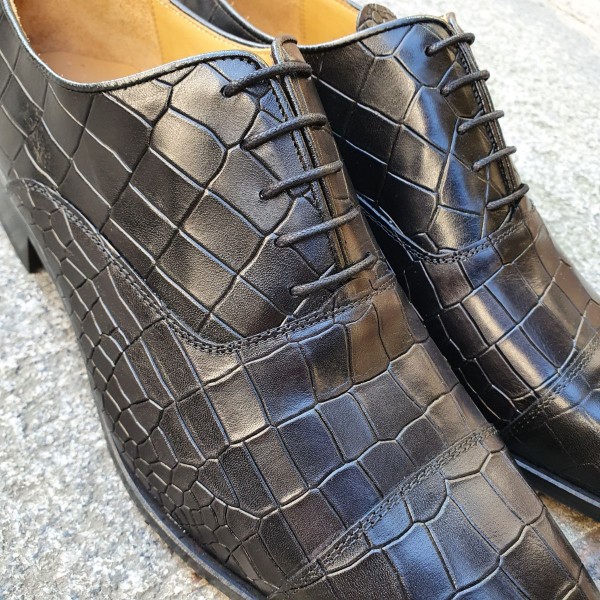 Richelieu Center 51 classico Ambas cuir noir façon croco