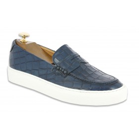 Sneakers mocassin Center 51 Much cuir marine façon croco
