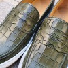 Sneakers mocassin Center 51 Much cuir vert façon croco