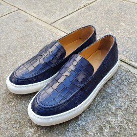 Sneakers mocassin Center 51 Much cuir marine façon croco