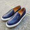 Sneakers mocassin Center 51 Much cuir marine façon croco