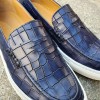 Sneakers mocassin Center 51 Much cuir marine façon croco
