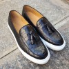Moccasin with Pompons Sneakers Center 51 Coolest black leather croco print finish