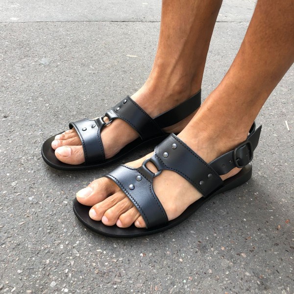 Sandals Zeus 1262 black leather