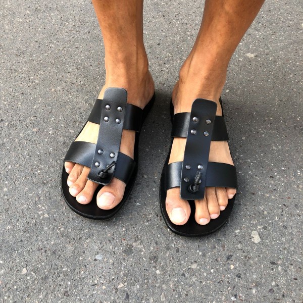 SandaleZeus 1073 cuir noir