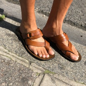 Sandals Zeus 1172 brown leather