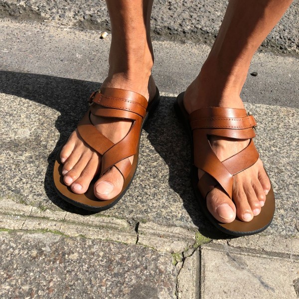 Sandals Zeus 1172 brown leather