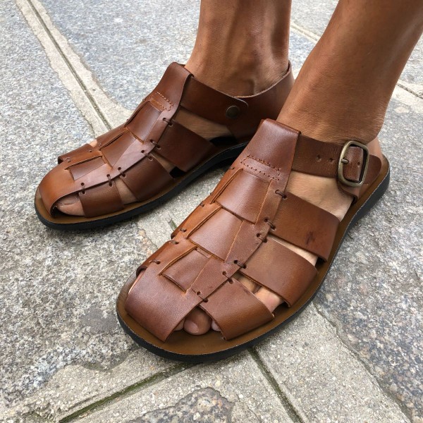 Sandals Zeus 1520 brown leather