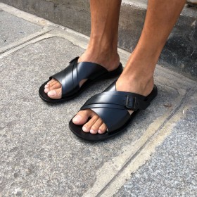 Sandals Zeus 1715 black leather
