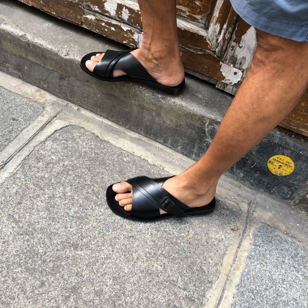 Sandals Zeus 1715 black leather