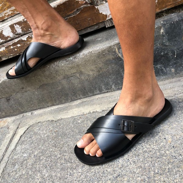 Sandals Zeus 1715 black leather