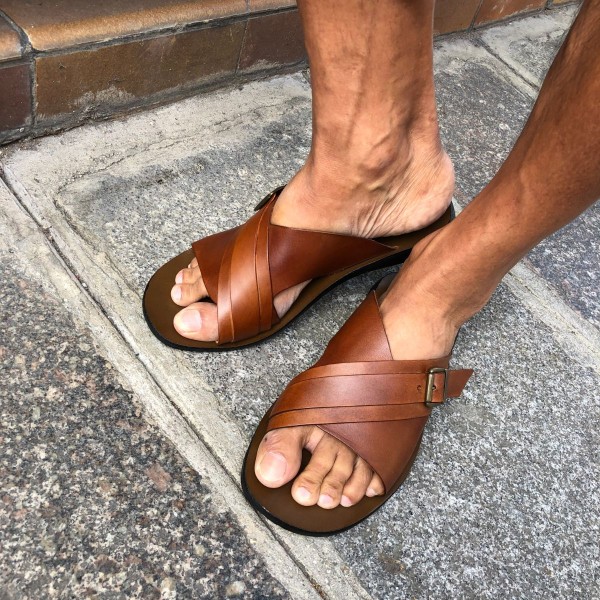 Sandals Zeus 1715 brown leather