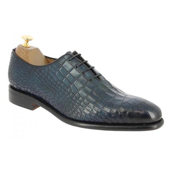 Richelieu Berwick 3407 cuir marine façon crocodile