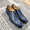 Oxford shoe Berwick 3407 blue navy leather crocodile print finish