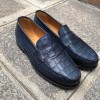 Mocassin Berwick 4456 cuir façon crocodile marine
