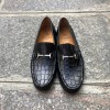 Moccasin shoe Berwick 5285 black leather crocodile print finish