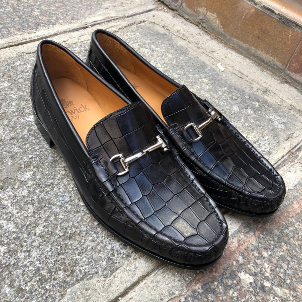 Mocassin Berwick 5285 cuir façon crocodile noir