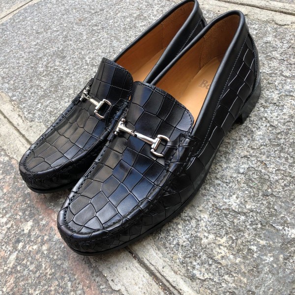 Mocassin Berwick 5285 cuir façon crocodile noir