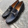 Moccasin shoe Berwick 5285 black leather crocodile print finish