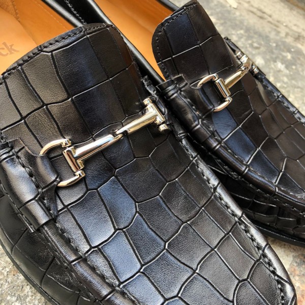 Mocassin Berwick 5285 cuir façon crocodile noir