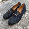 Moccasin shoe Berwick 5285 blue navy leather crocodile print finish