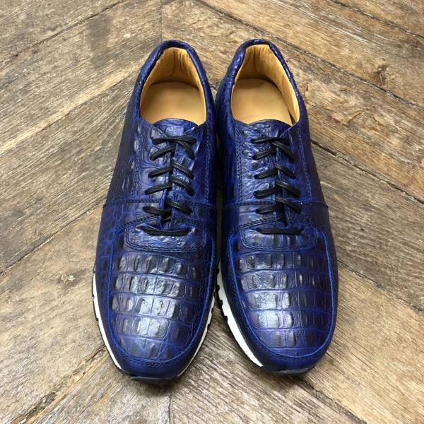 Sneakers richelieu Center 51 13517 façon croco marine