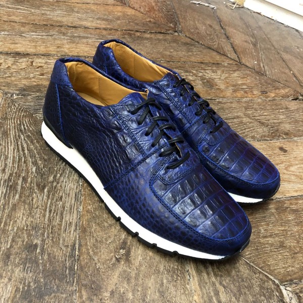 Sneakers richelieu Center 51 13517 façon croco marine