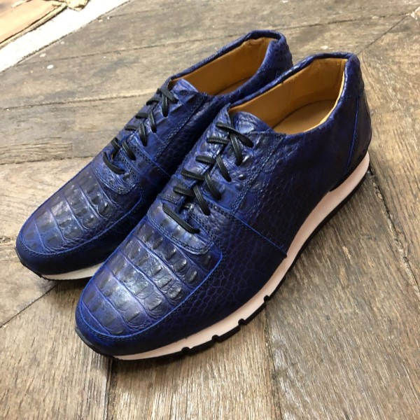 Sneakers richelieu Center 51 13517 façon croco marine