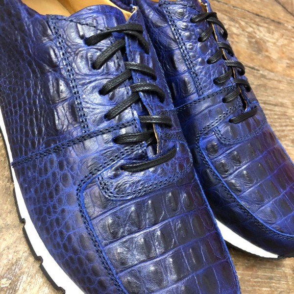 Sneakers richelieu Center 51 13517 façon croco marine