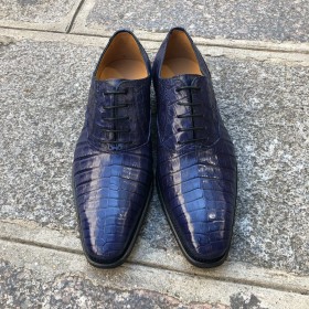 Oxford shoe Mezlan 4338 genuine blue navy crocodile