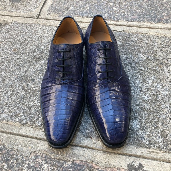 Oxford shoe Mezlan 4338 genuine blue navy crocodile