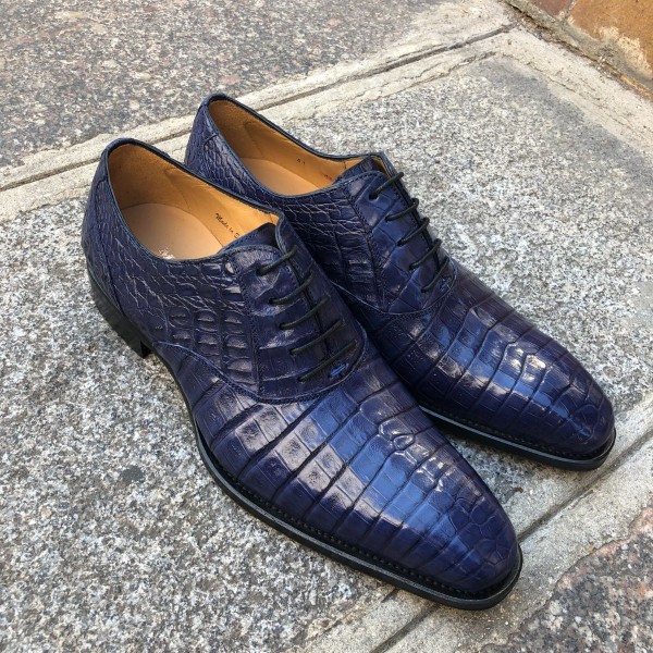 Oxford shoe Mezlan 4338 genuine blue navy crocodile