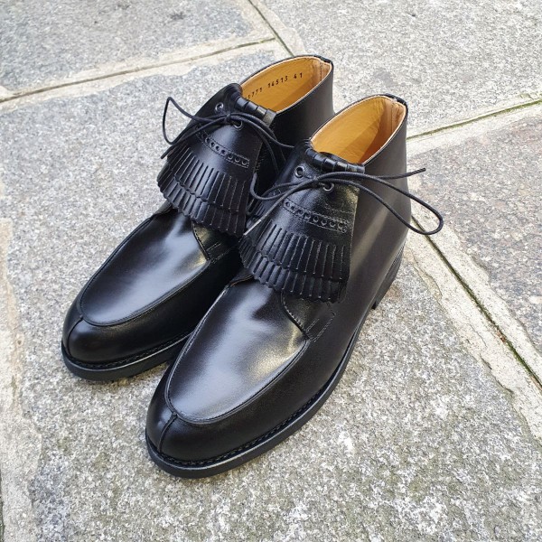 Bottine a lacet Center 51 13963 cuir noir avec frange