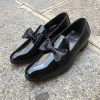 Moccasin bow knot slippers sleepers Center 51 Knot black varnished leather with black bow knot