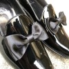Moccasin bow knot slippers sleepers Center 51 Knot black varnished leather with black bow knot