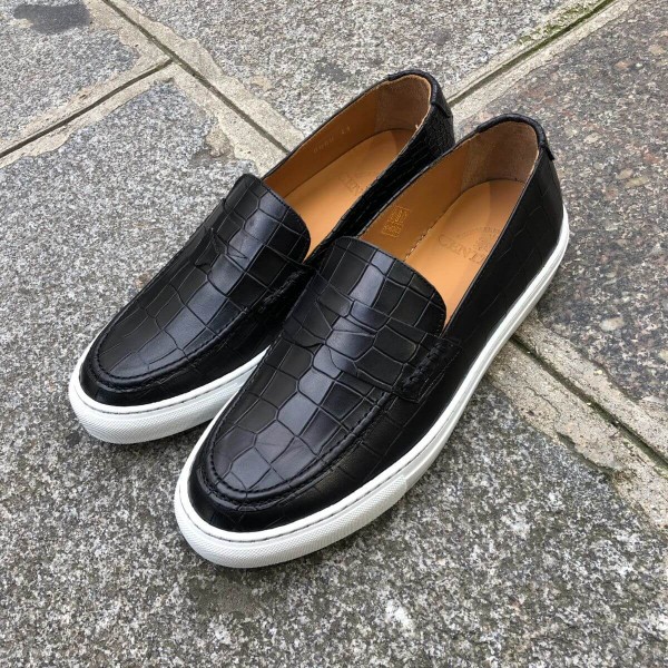 Sneakers mocassin Center 51 Much cuir noir façon croco