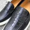Moccasin Sneakers Center 51 Much black leather croco print finish