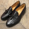 Moccasin with pompons Berwick 8491 black leather croco print finish