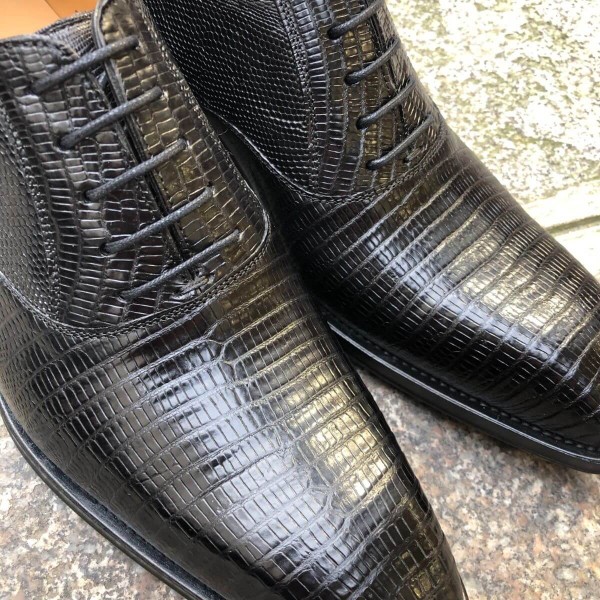 Richelieu Mezlan 4338 véritable lézard noir