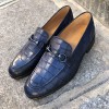 Moccasin shoe Center 51 Classico Sphynx blue navy leather croco print finish