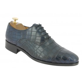 Oxford shoe Center 51 Classico Ambas blue navy leather croco print finish