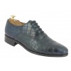 Oxford shoe Center 51 Classico Ambas blue navy leather croco print finish
