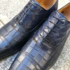 Oxford shoe Center 51 Classico Ambas blue navy leather croco print finish