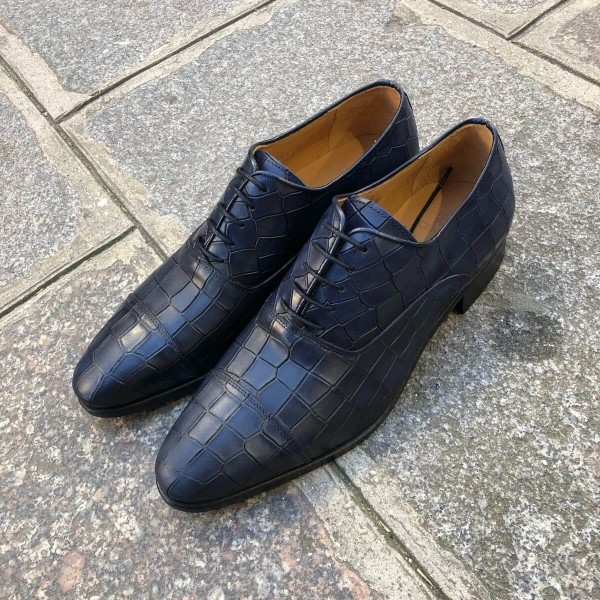 Richelieu Center 51 classico Ambas cuir marine façon croco