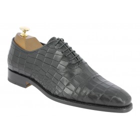 Oxford shoe Center 51 12082 black leather crocodile print finish