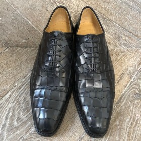 Oxford shoe Center 51 12082 black leather crocodile print finish