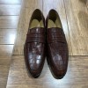 Moccasin Center 51 13854 brown leather crocodile print finish