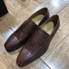 Moccasin Center 51 13854 brown leather crocodile print finish