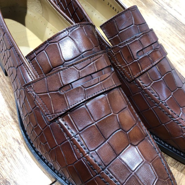 Mocassin Center 51 13854 cuir marron façon crocodile