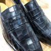 Mocassin Center 51 13854 cuir noir façon crocodile